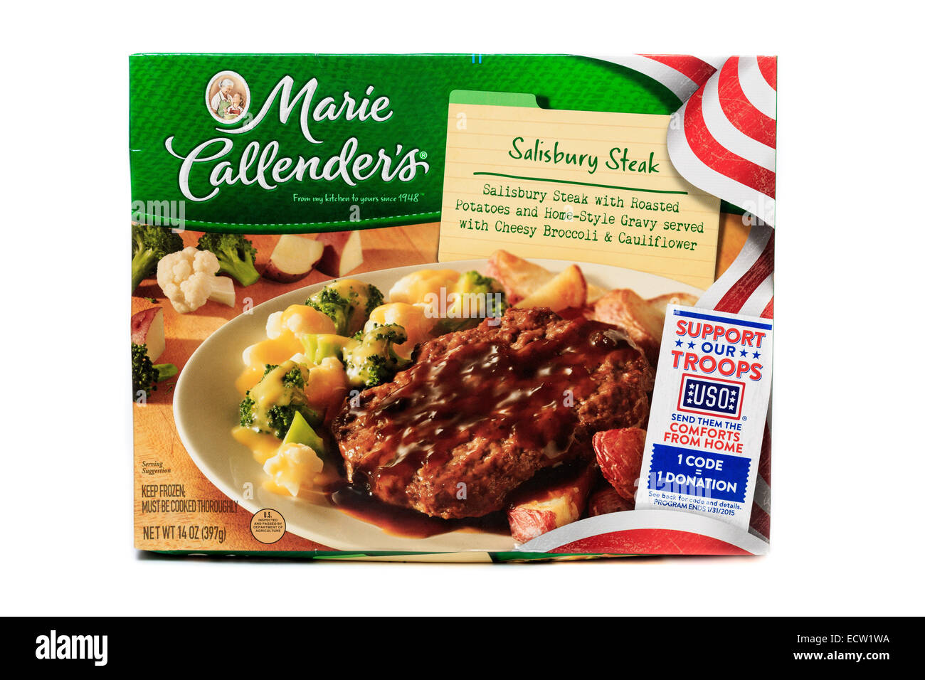 Marie Callender's Salisbury Steak Ready Meal Frozen Dinner Stock Photo