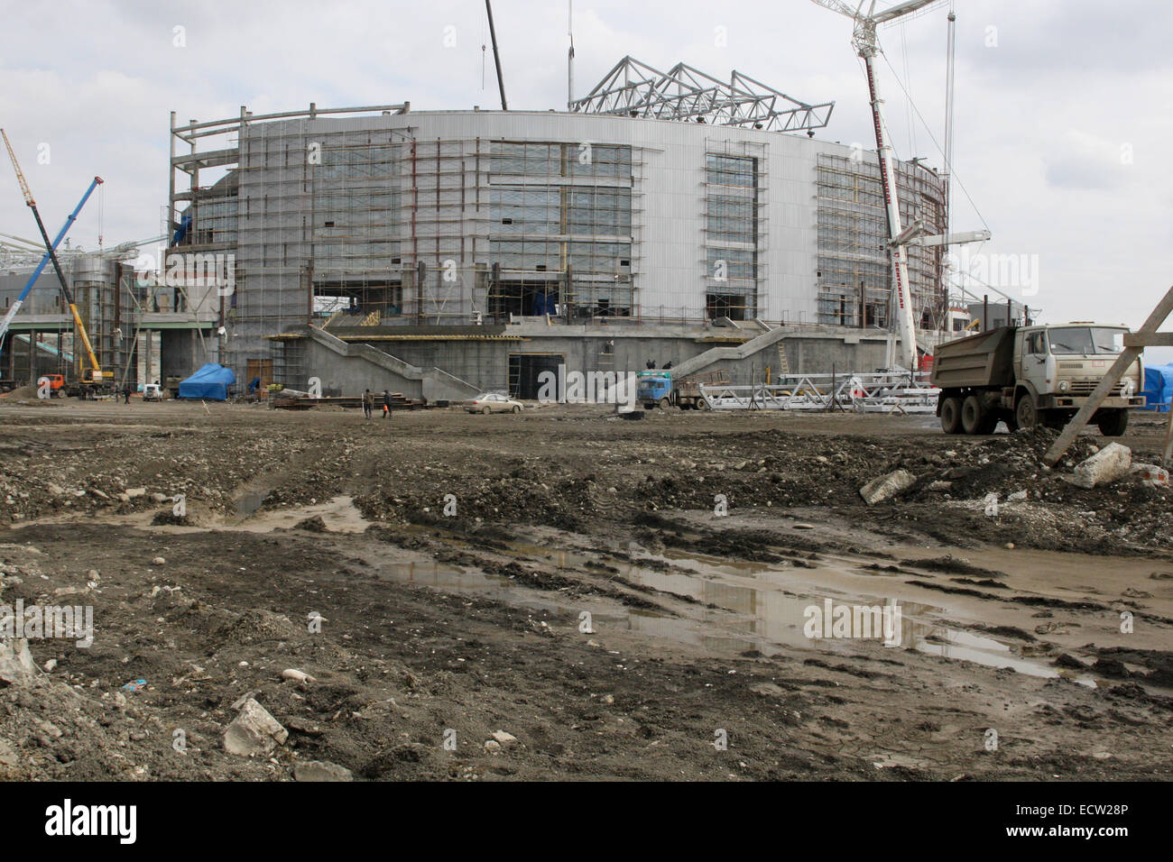 'Akhmat Arena' sports stadium under construction in the Chechen capital Grozny, Russia. The building was first used in May 2011. Stock Photo