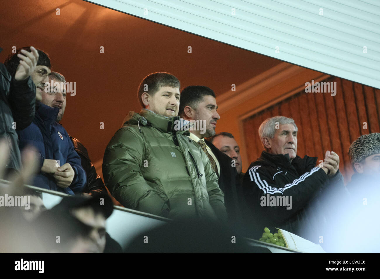 Chechen president Ramzan Kadyrov attending a football match between FC Terek Grozny and FC Zenit in Grozny Stock Photo