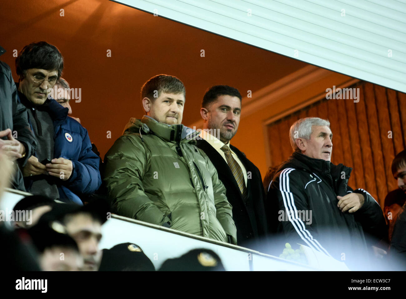 Chechen president Ramzan Kadyrov attending a football match between FC Terek Grozny and FC Zenit in Grozny Stock Photo