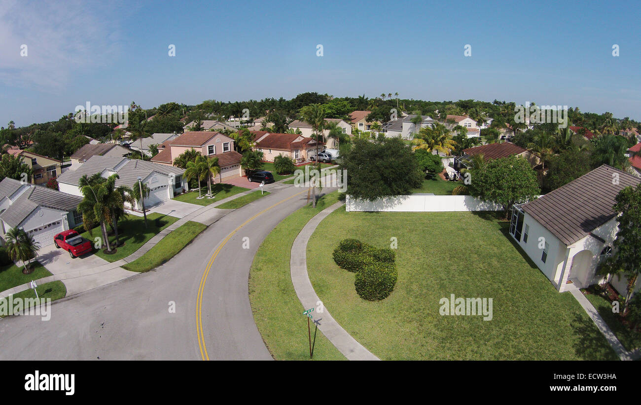 Suburban neighborhood aerial view Stock Photo