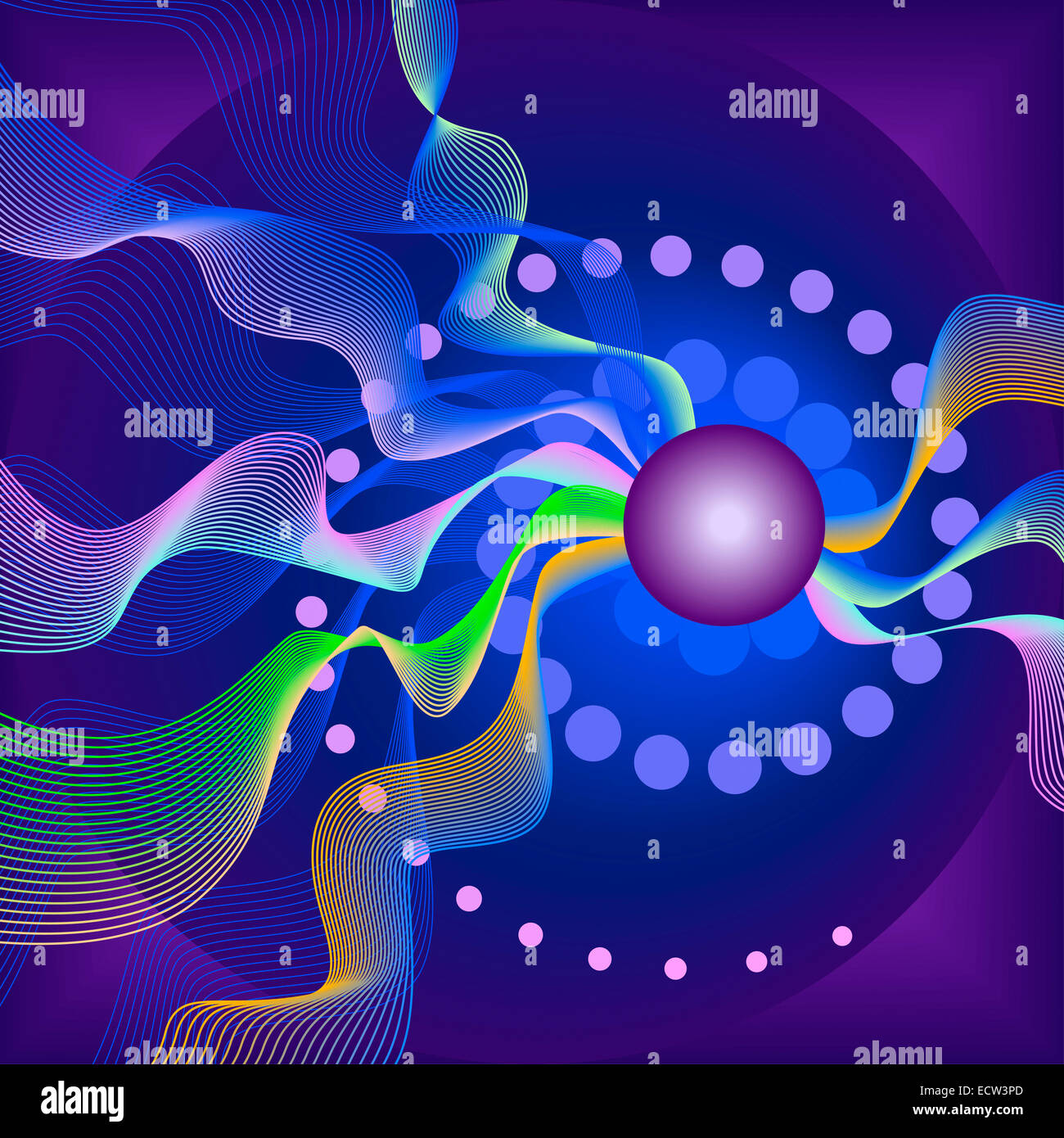 Abstract colorful wave and circles wallpaper. Stock Photo