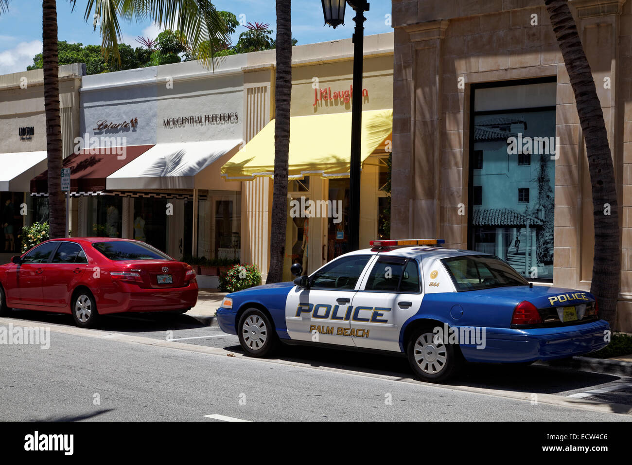 A Police Car at Worth Avenue, Palm Beach County, Florida, USA Stock Photo
