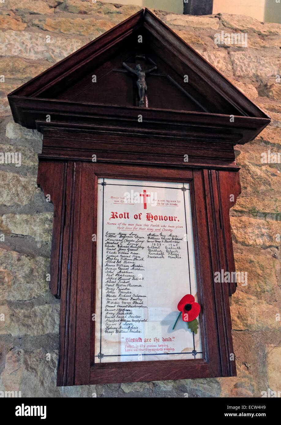 Holy Trinity Church Woodgreen Witney plaque of rememberance, West Oxfordshire, England, UK Stock Photo