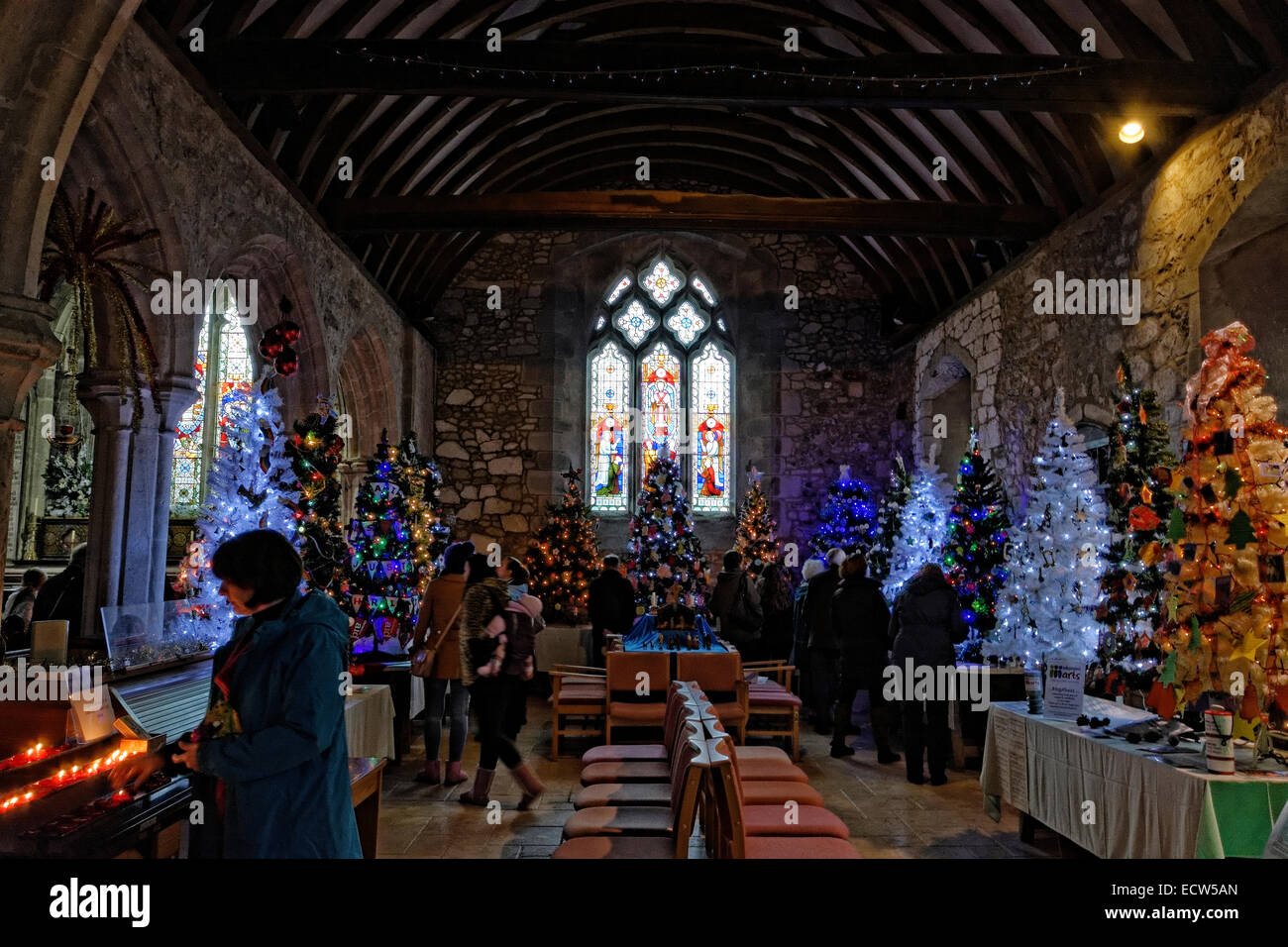 Part of the nave of St Marys Church, Brighstone, UK decorated during