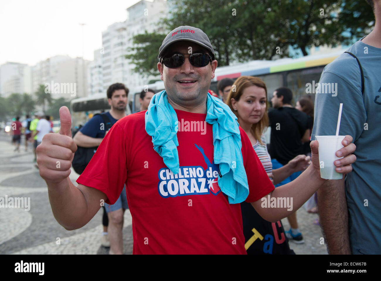 Supporters and fans at the Fan Fest Copacabana, the South Zone of Rio ...