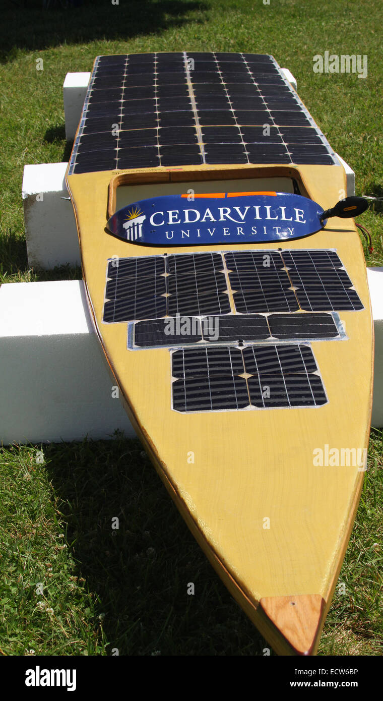 Boat 1 from Cedarville University. Solar Cell Powered Boat. At the Solar Splash event, World Championship of Intercollegiate Stock Photo
