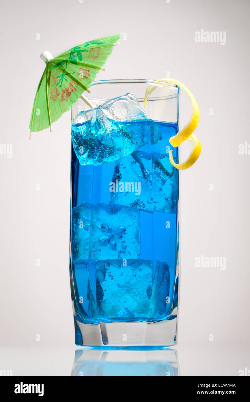 Blue curacao cocktail with decoration Stock Photo Alamy