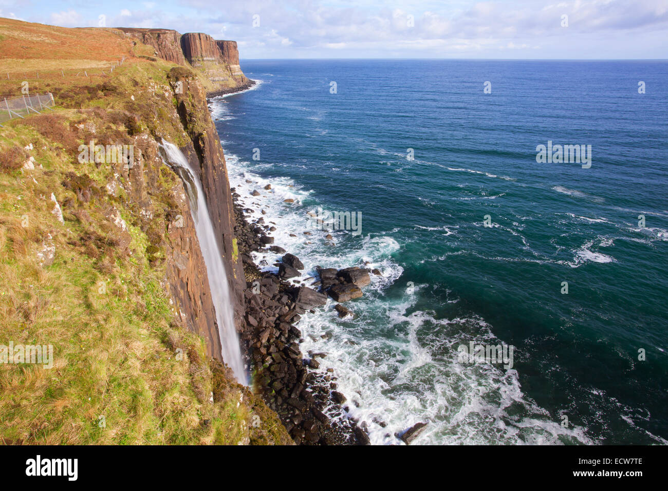 The kilt rock Waterfall Isle of skye highlands Scotland UK Stock Photo ...
