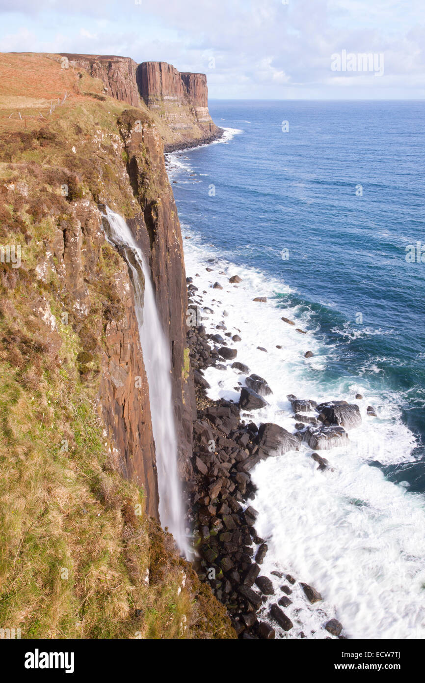 The kilt rock Waterfall Isle of skye highlands Scotland UK Stock Photo ...