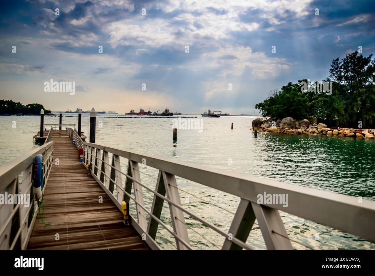View from Sentosa on a cloudy afternoon Stock Photo