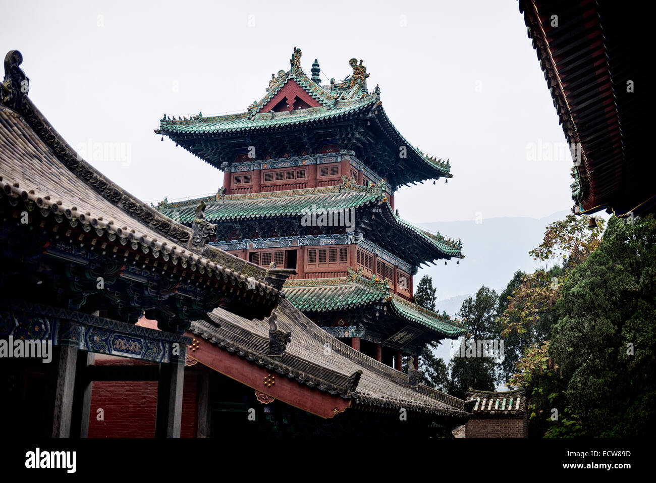 Shaolin Temple Bell tower in DengFeng, Zhengzhou, Henan Province, China 2014 Stock Photo