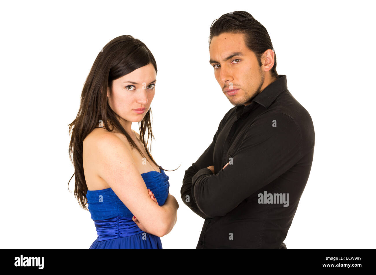 young attractive couple fighting with arms crossed Stock Photo