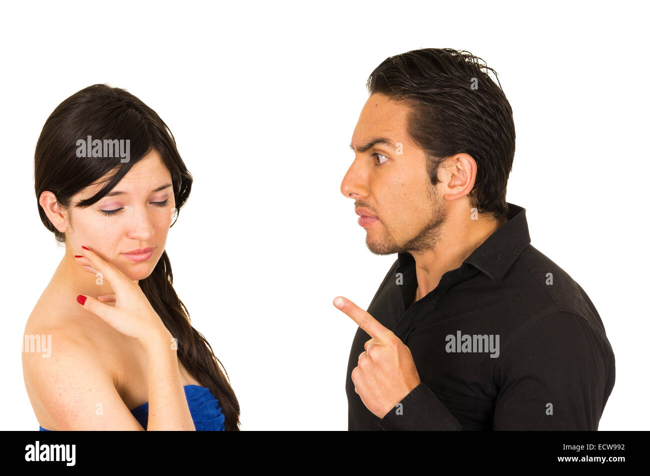 young attractive couple fighting Stock Photo