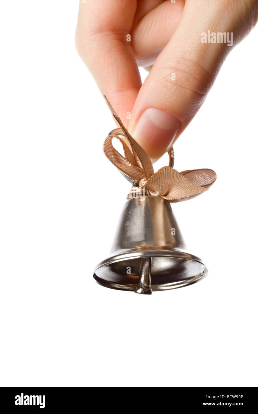 Woman holding bell in the hand Stock Photo Alamy