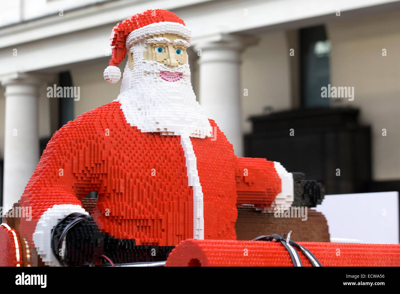 Father Christmas made from Lego displayed in covent Gardens london England Stock Photo