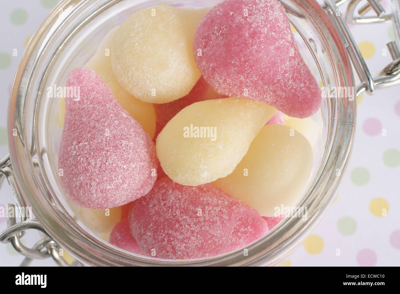 Pear Drops a classic British boiled sweet traditionally in pink and yellow Stock Photo