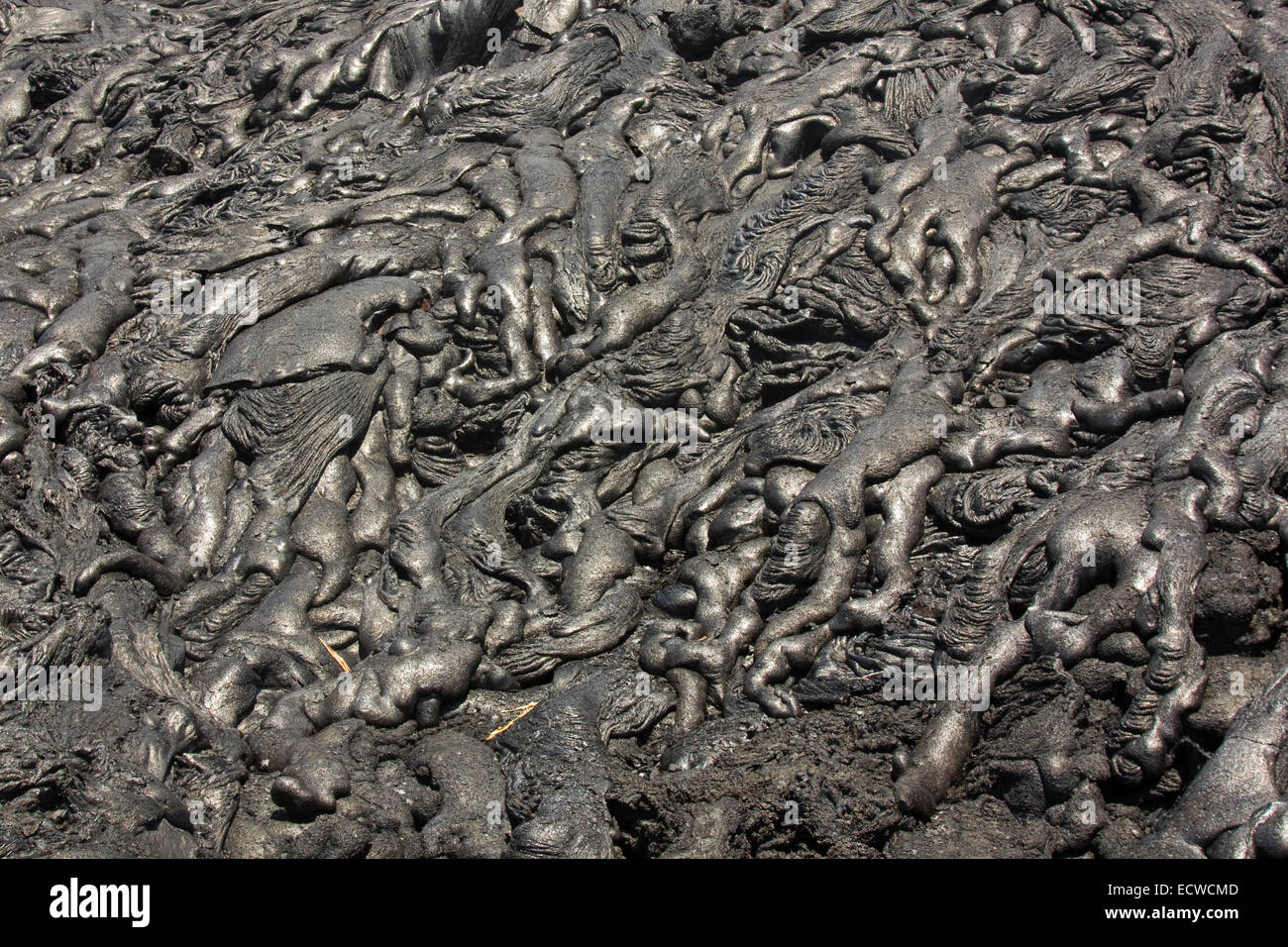 Lava flow (pahoehoe type with smooth unbroken surface) Stock Photo