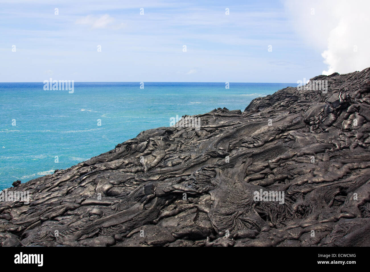 Lava flow (smooth pahoehoe type) Stock Photo