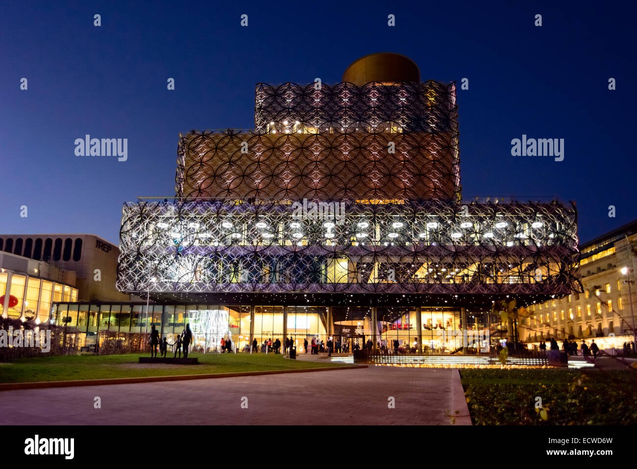 Birmingham Library at night, UK. Stock Photo