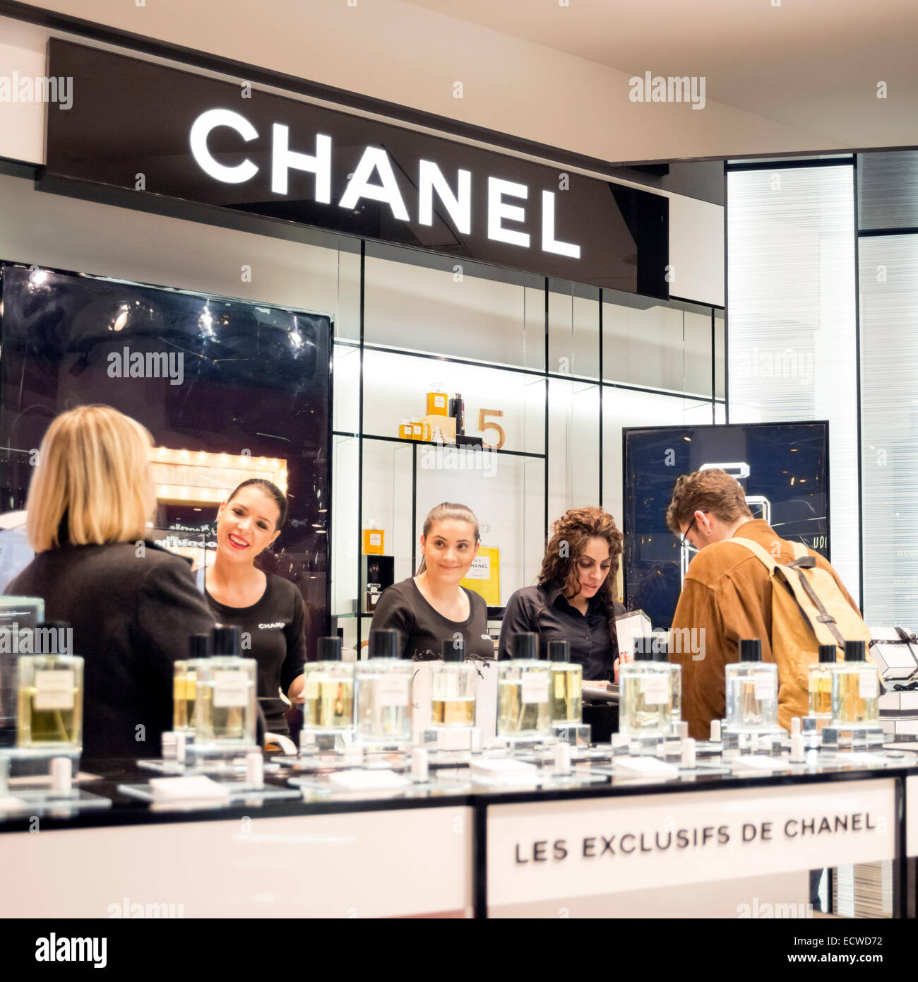 Chanel perfume counter in the Selfridge's store, Birmingham, UK Stock ...