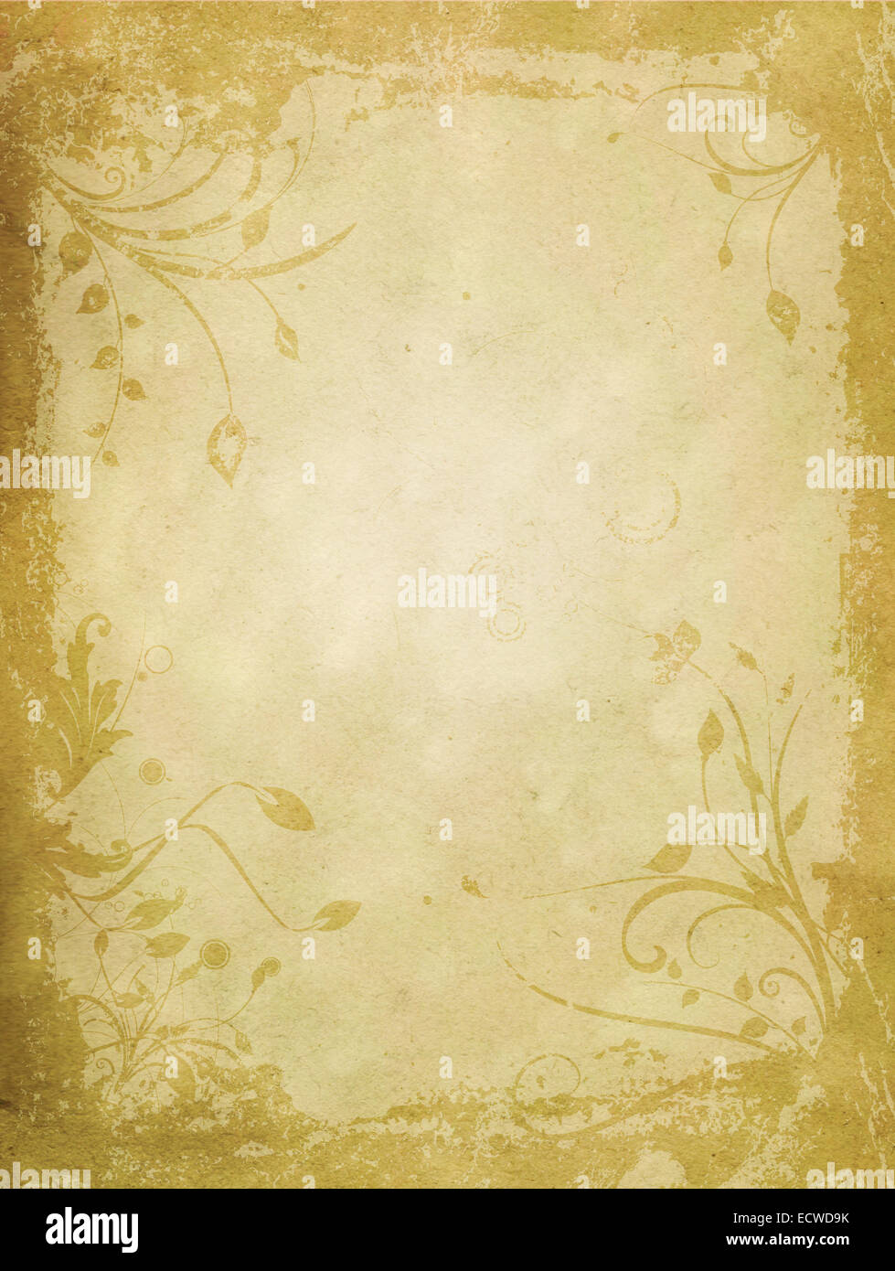 Old grunge paper background with floral grungy border Stock Photo - Alamy