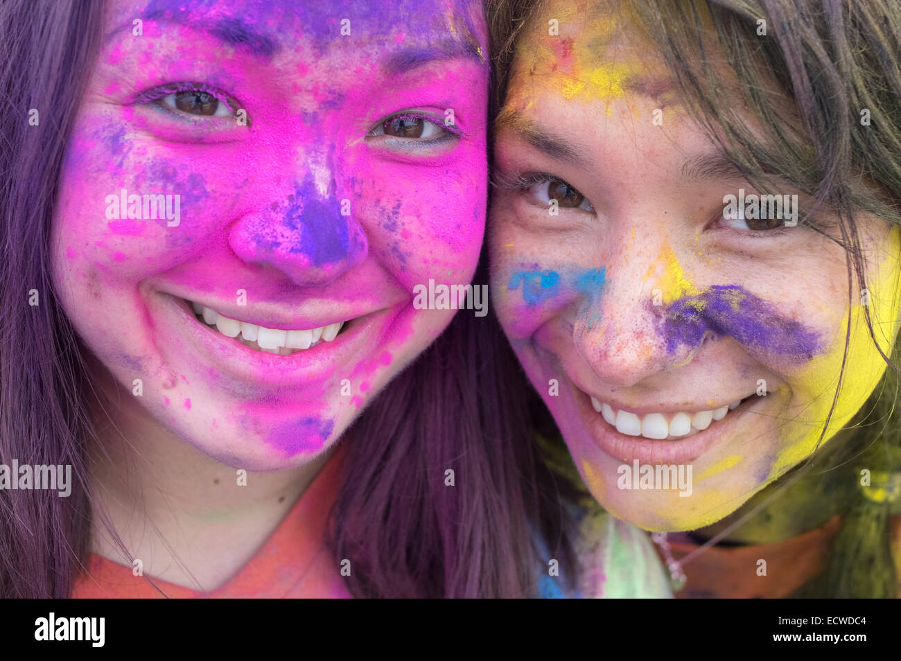 Color Blast / Color Run / Color Me Rad a  paint festival runner Stock Photo