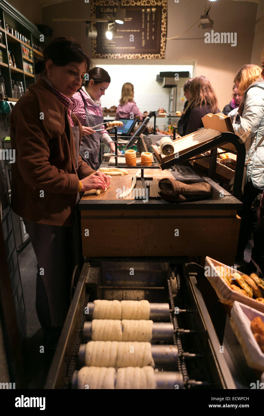 Trdelník pastry shop in Prague, Bohemia, Czech Republic, Czech Republic, Europe Stock Photo
