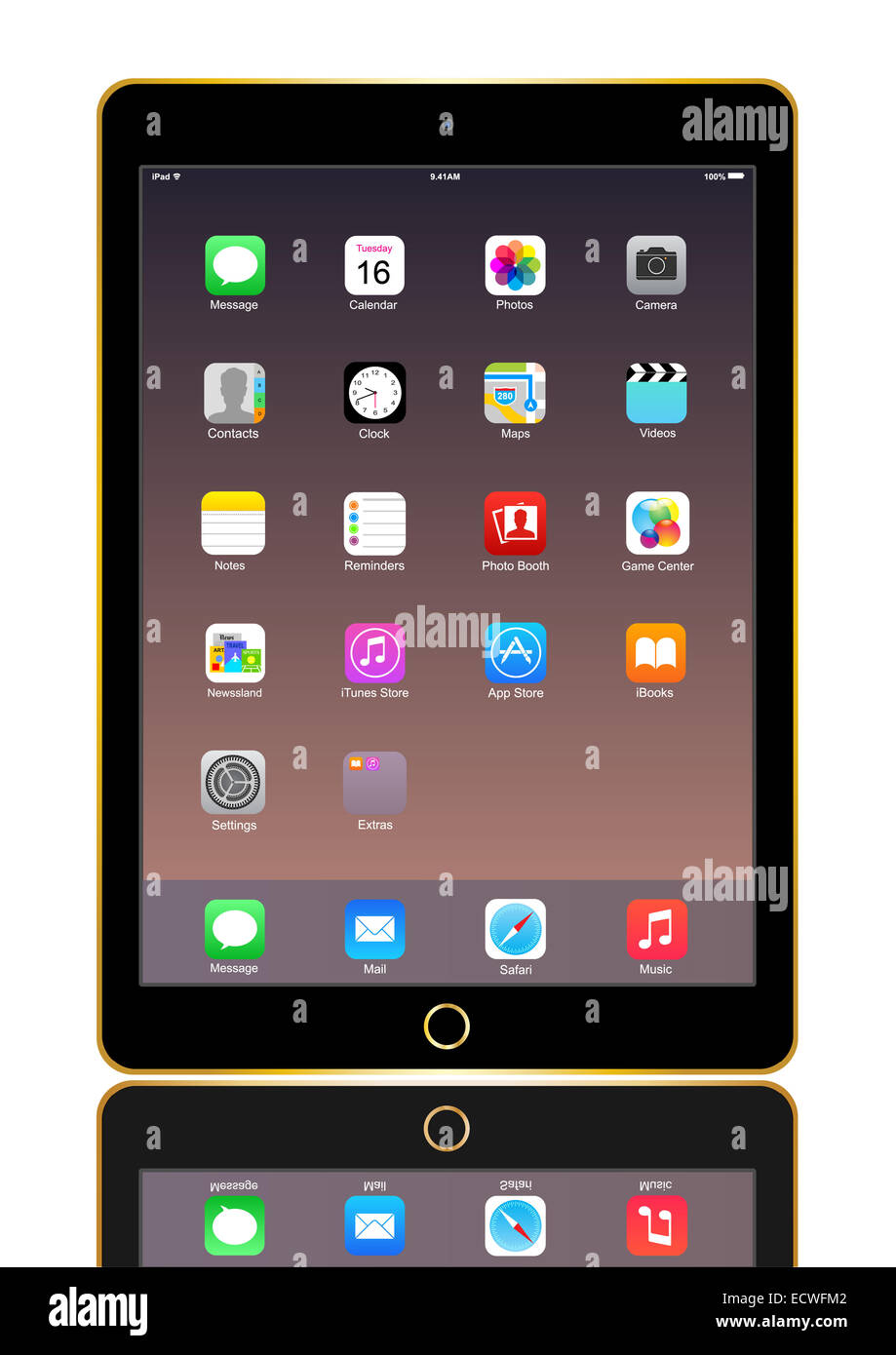 IPad Air 2 gold with icon on screen Stock Photo