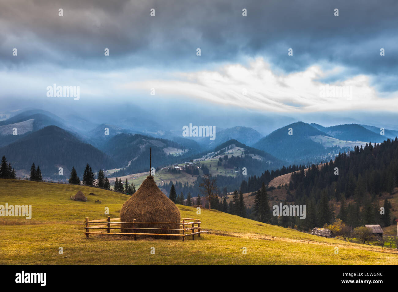 storm clouds over the mountains. raine nature Stock Photo - Alamy