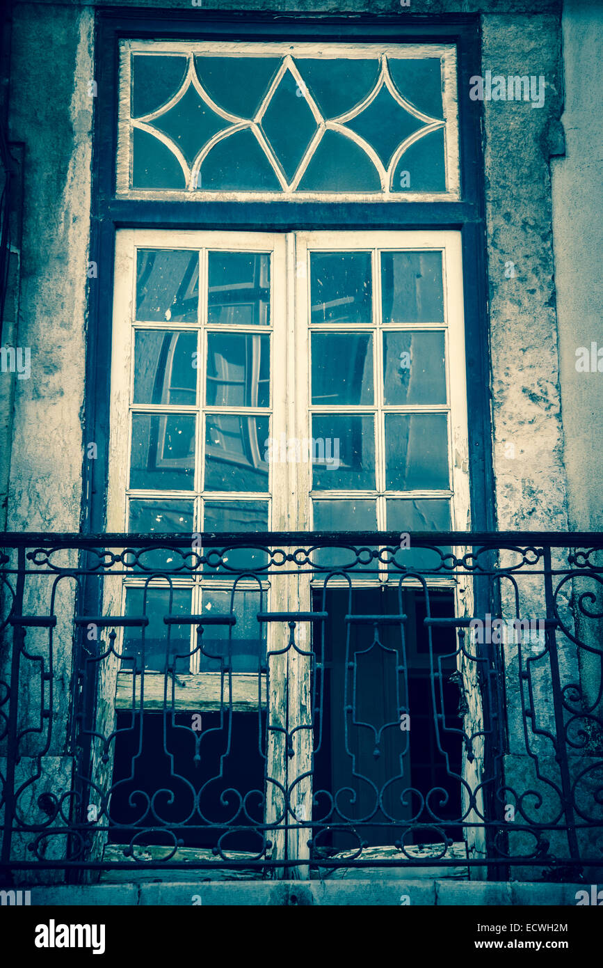 Window and balcony, Lisbon, Portugal Stock Photo