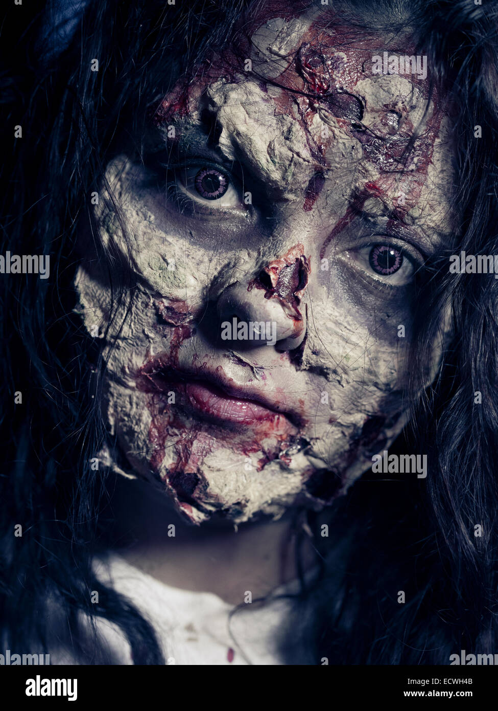 Zombie - Halloween costume with impressive special effects  makeup. Stock Photo