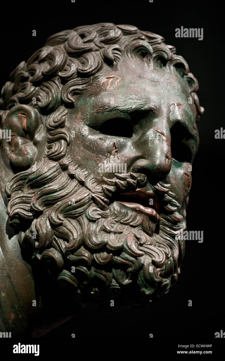 Rome. Italy. Museo Nazionale Romano. Palazzo Massimo alle Terme. Boxer in Repose Greek Bronze Sculpture. (I C BC). Stock Photo