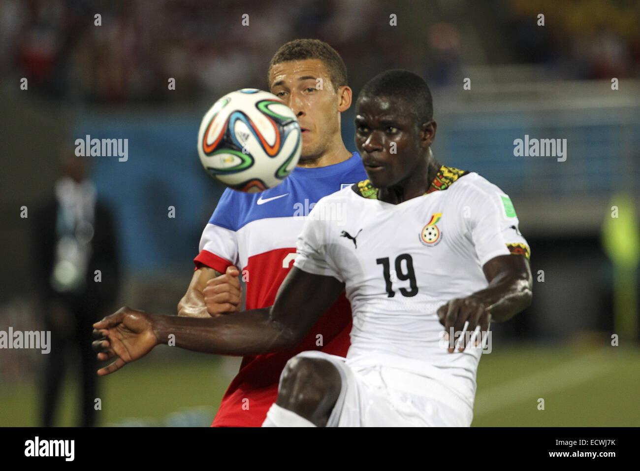 2014 FIFA World Cup - Ghana v USA - held at Arena Das Dunas. USA went on to win, 1-2  Featuring: Jonathan Mensah Where: Natal, RN, Brazil When: 16 Jun 2014 Stock Photo