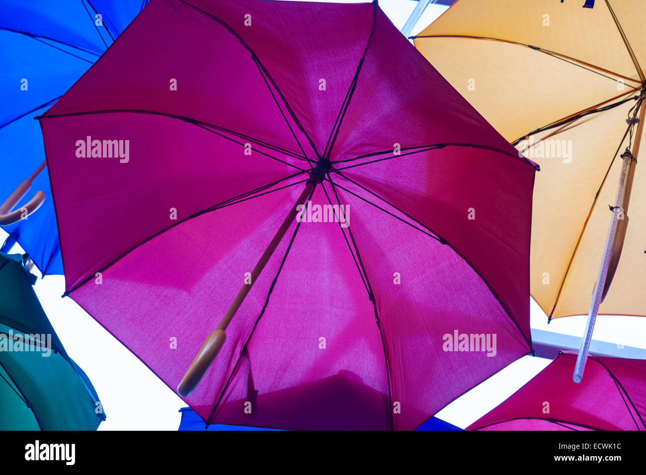Colourful hanging umbrellas near Borough Market, Southwark, London