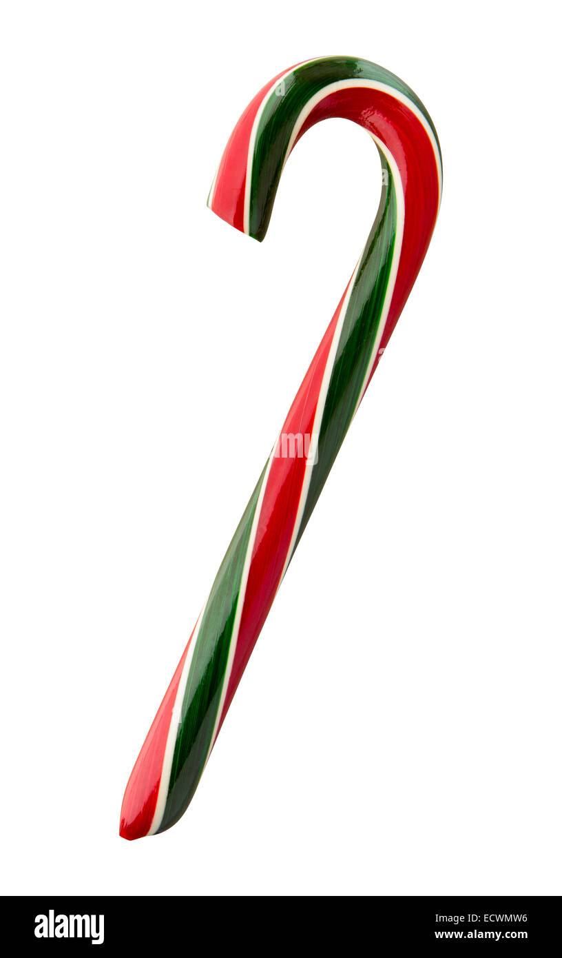 Red and green striped candy cane Stock Photo
