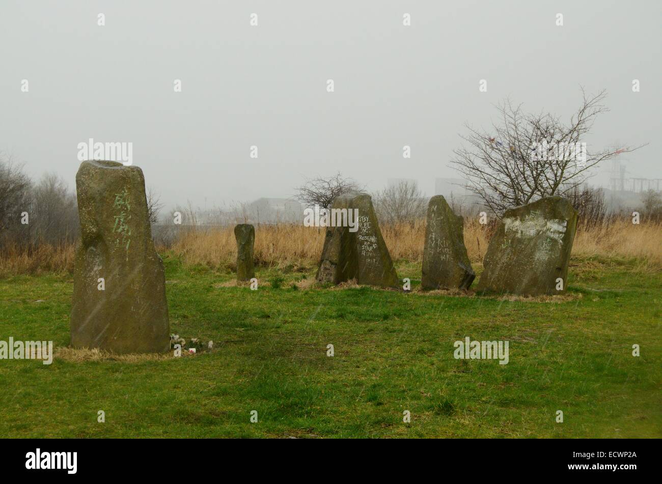 Stone circle in Sighthill Park in Glasgow, Scotland Stock Photo Alamy