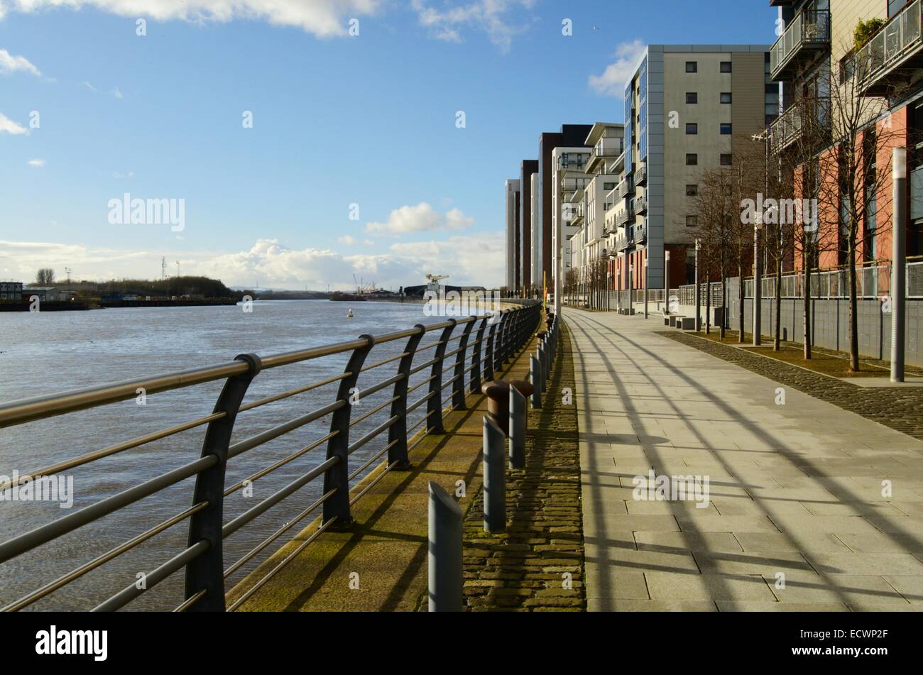 Waterfront flats at Glasgow harbour in Partick in Glasgow, Scotland