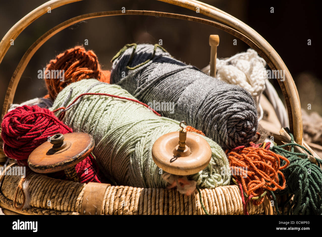 A basket of colorful yarn Stock Photo Alamy