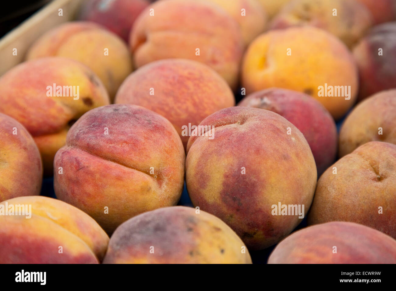 crate of peaches Stock Photo Alamy