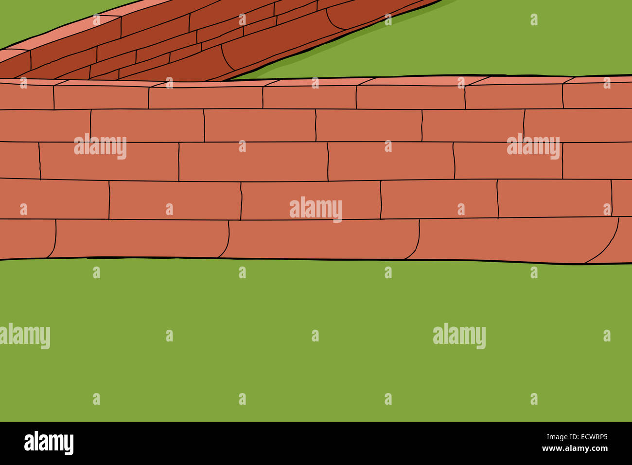Hand drawn red brick fence border background cartoon Stock Photo Alamy
