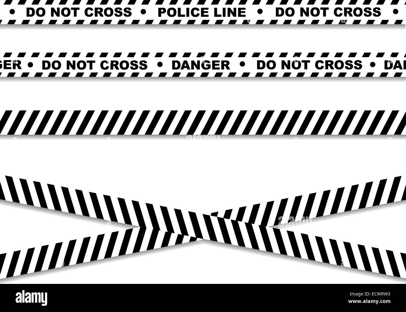 Police line and danger tapes Stock Photo
