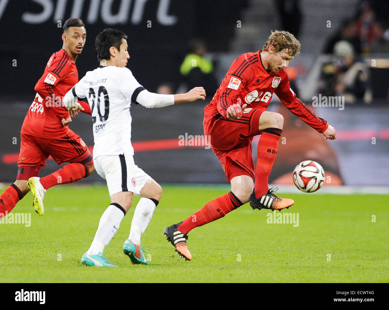 Leverkusen, Germany. 20th Dec, 2014. German Bundesliga 1, Season 2014/2015,  matchday 16, Bayer 04 Leverkusen vs Eintracht Frankfurt -- Takashi Inui  (li.) and Stefan Kie§ling (Kiessling) (Leverkusen) Credit: kolvenbach/Alamy  Live News Stock Photo - Alamy