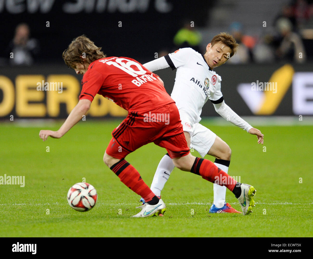 Leverkusen, Germany. 20th Dec, 2014. German Bundesliga 1, Season 2014/2015,  matchday 16, Bayer 04 Leverkusen vs Eintracht Frankfurt -- Takashi Inui  (li.) and Stefan Kie§ling (Kiessling) (Leverkusen) Credit: kolvenbach/Alamy  Live News Stock Photo - Alamy