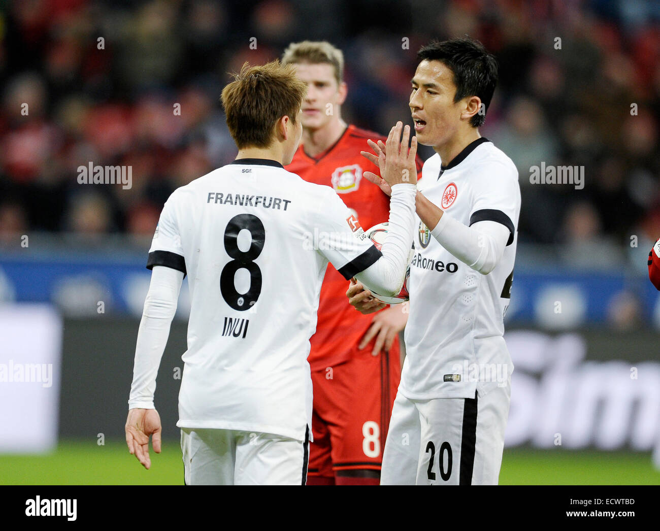 Leverkusen, Germany. 20th Dec, 2014. German Bundesliga 1, Season 2014/2015,  matchday 16, Bayer 04 Leverkusen vs Eintracht Frankfurt -- Takashi Inui  (li.) and Stefan Kie§ling (Kiessling) (Leverkusen) Credit: kolvenbach/Alamy  Live News Stock Photo - Alamy