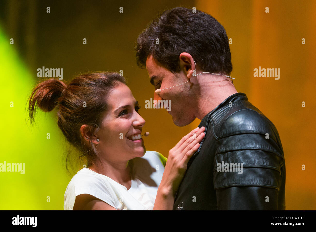 Milan, Italy. 20th Dec, 2014. Greeicy Rendo?n as Daisy, star of the TV film  for teenagers "Chica Vampiro", with Santiago Talledo, as Max, during the  final rehearsal of the show which will