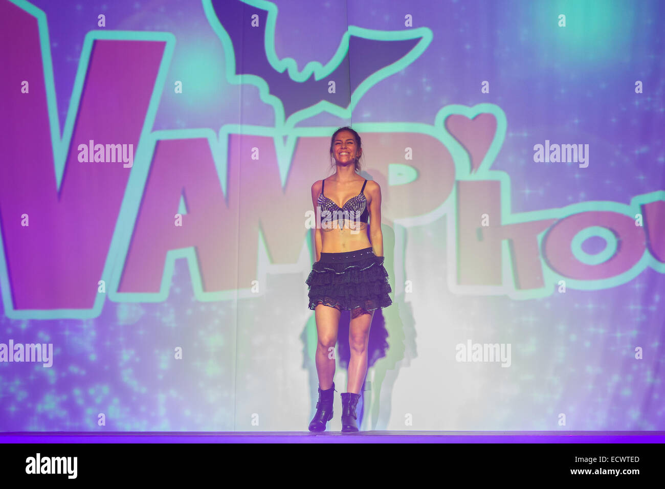 Milan, Italy. 20th Dec, 2014. Greeicy Rendo?n as Daisy, star of the TV film for teenagers "Chica Vampiro", during the final rehearsal of the show which will begin Saturday, December 20 from Milan. Credit:  Andrea Gattino/Pacific Press/Alamy Live News Stock Photo