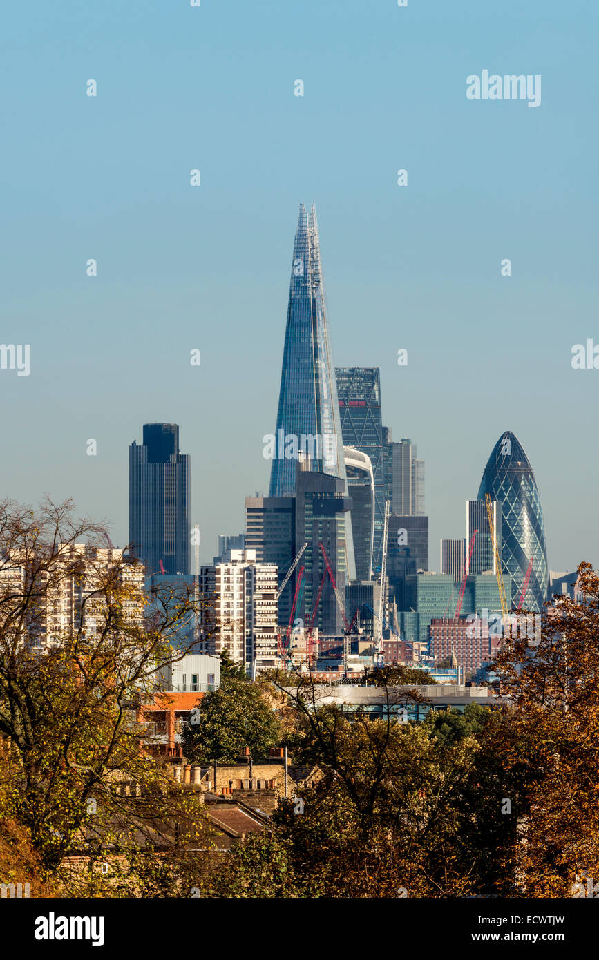 Views of south London and the financial district of London known as the City or Square Mile including the Shard Stock Photo