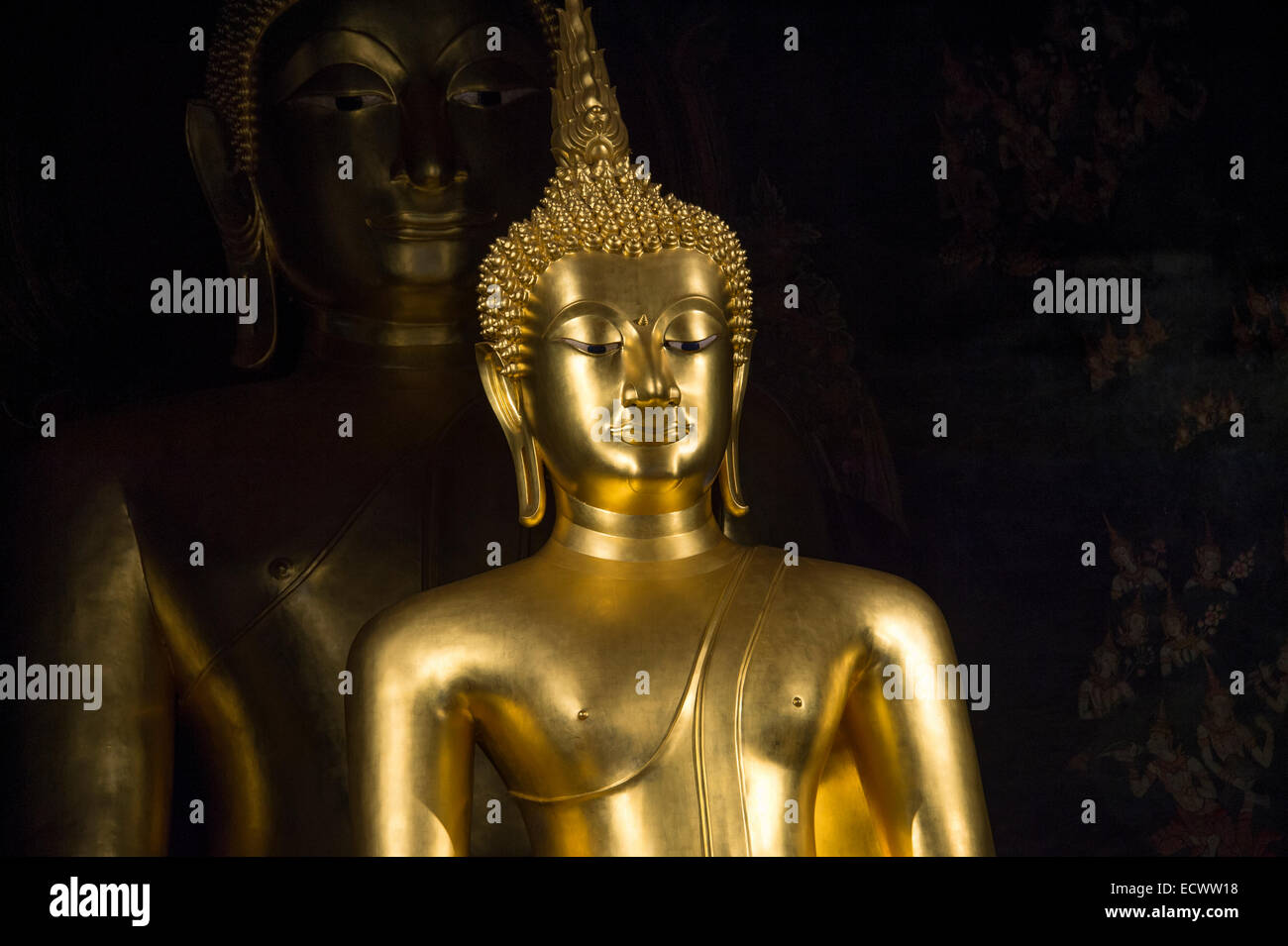 Buddha statues at Wat Bowonniwet in Bangkok, Thailand Stock Photo