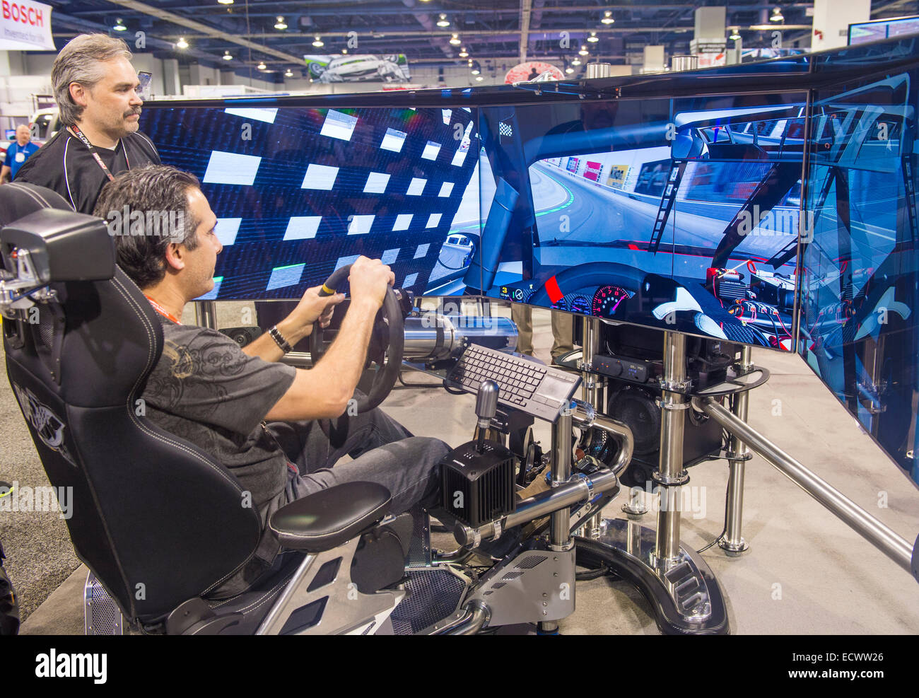 Race car Simulator at the SEMA Show in Las Vegas, Stock Photo